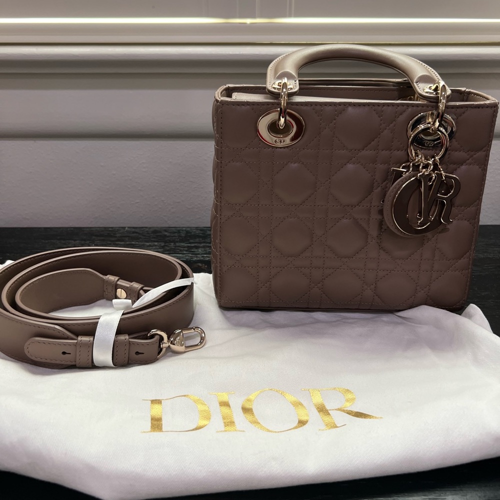Christian Dior Lady Dior Small Bag in Warm Taupe. Authentic